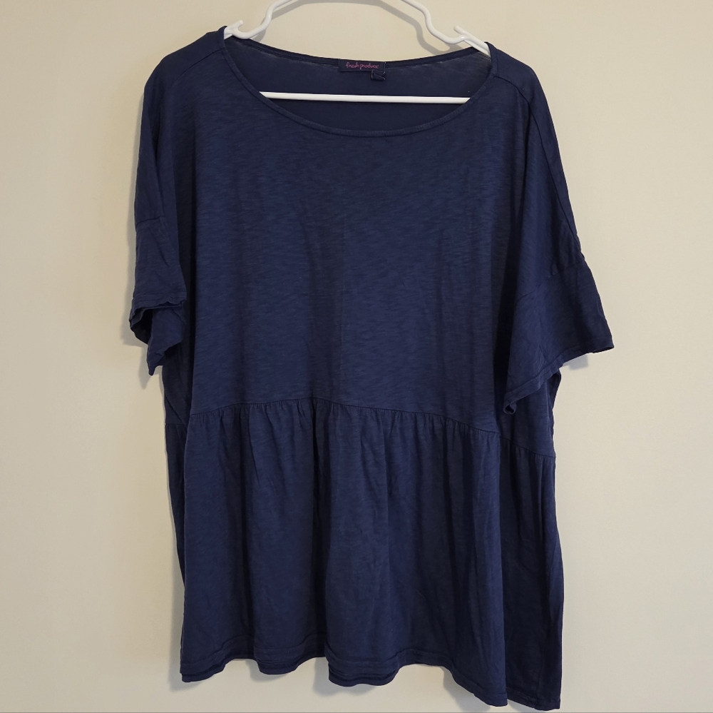 Fresh Produce Blue Peplum Tunic Top